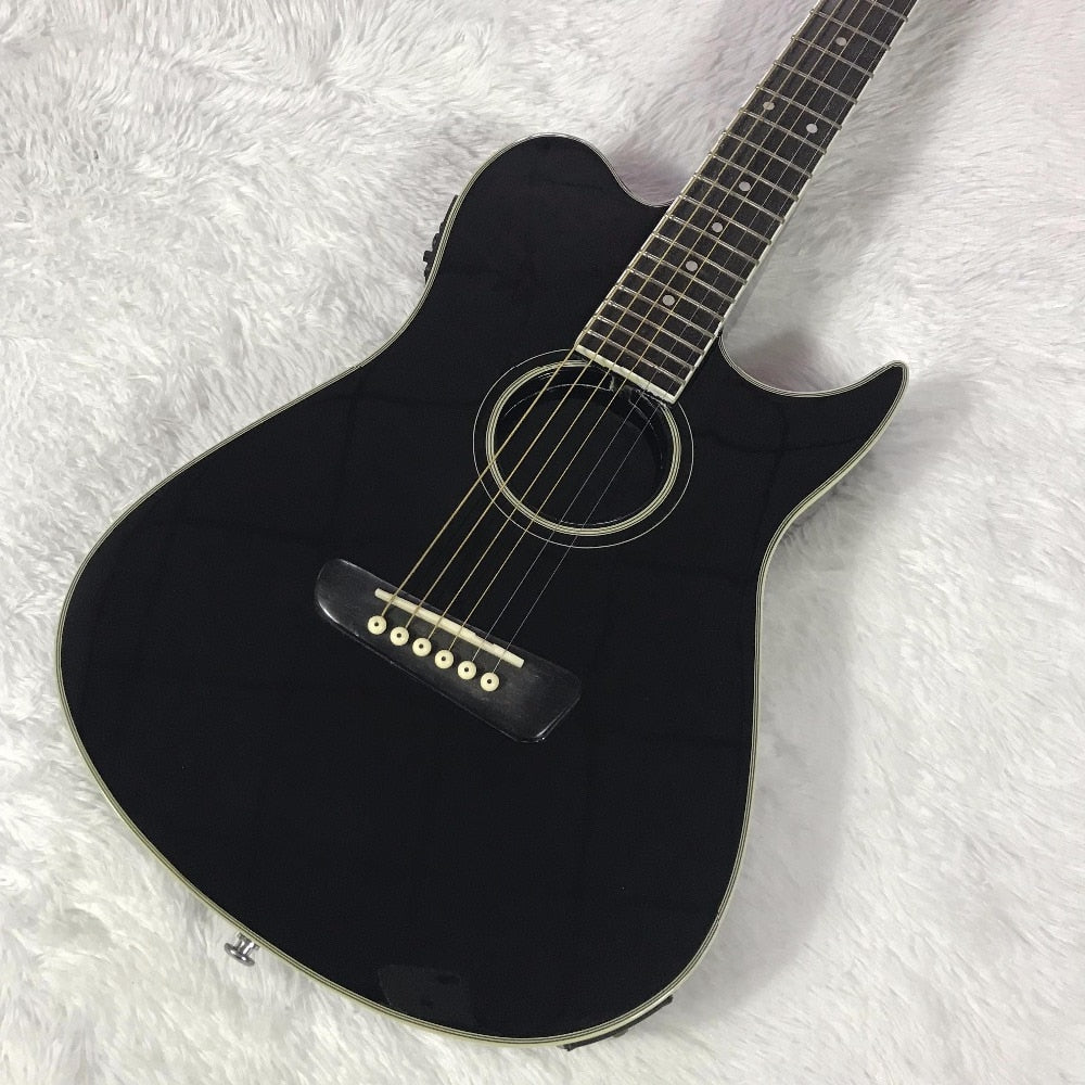 Black Classical Solid Wood Electric Guitar